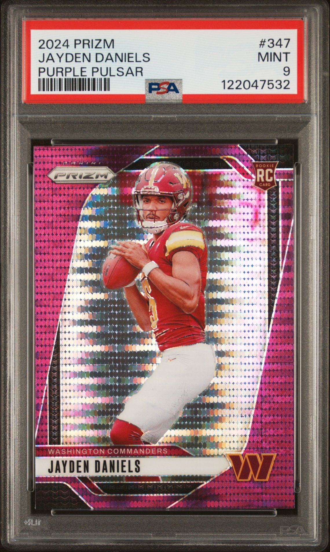 2024 Panini Prizm Jayden Daniels #347 (Purple Pulsar) Mint 9 front