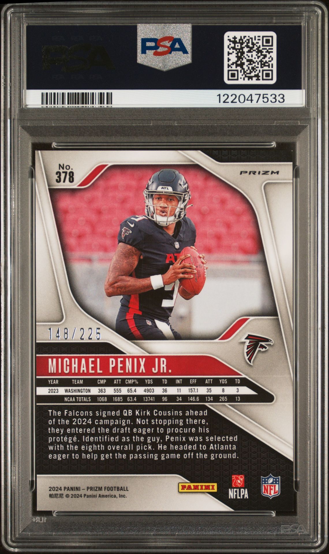 2024 Panini Prizm Michael Penix Jr. #378 (Purple Ice) Mint 9 back