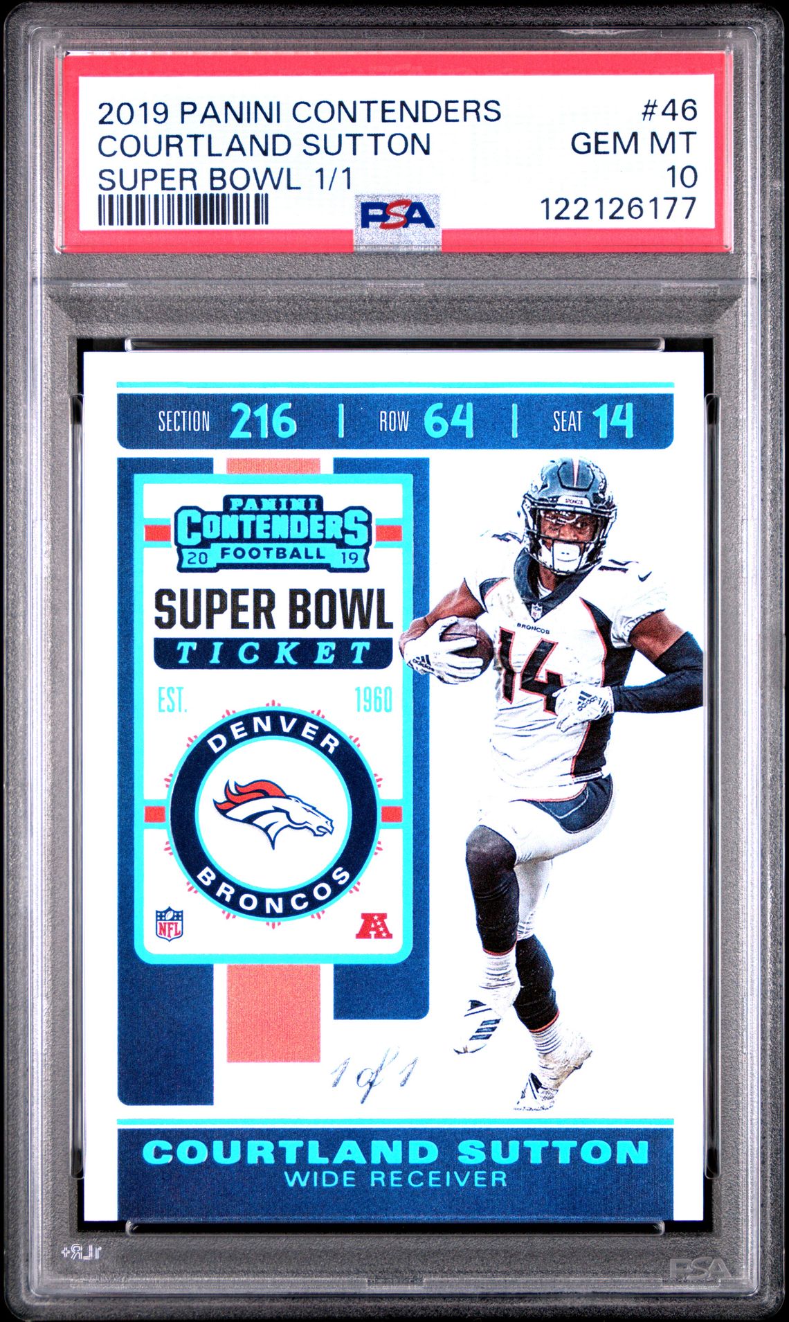 2019 Panini PANINI CONTENDERS SUPER BOWL 1/1 #46 Courtland Sutton front