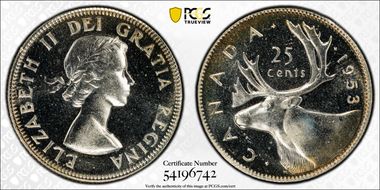 1953 25C No Strap MS65