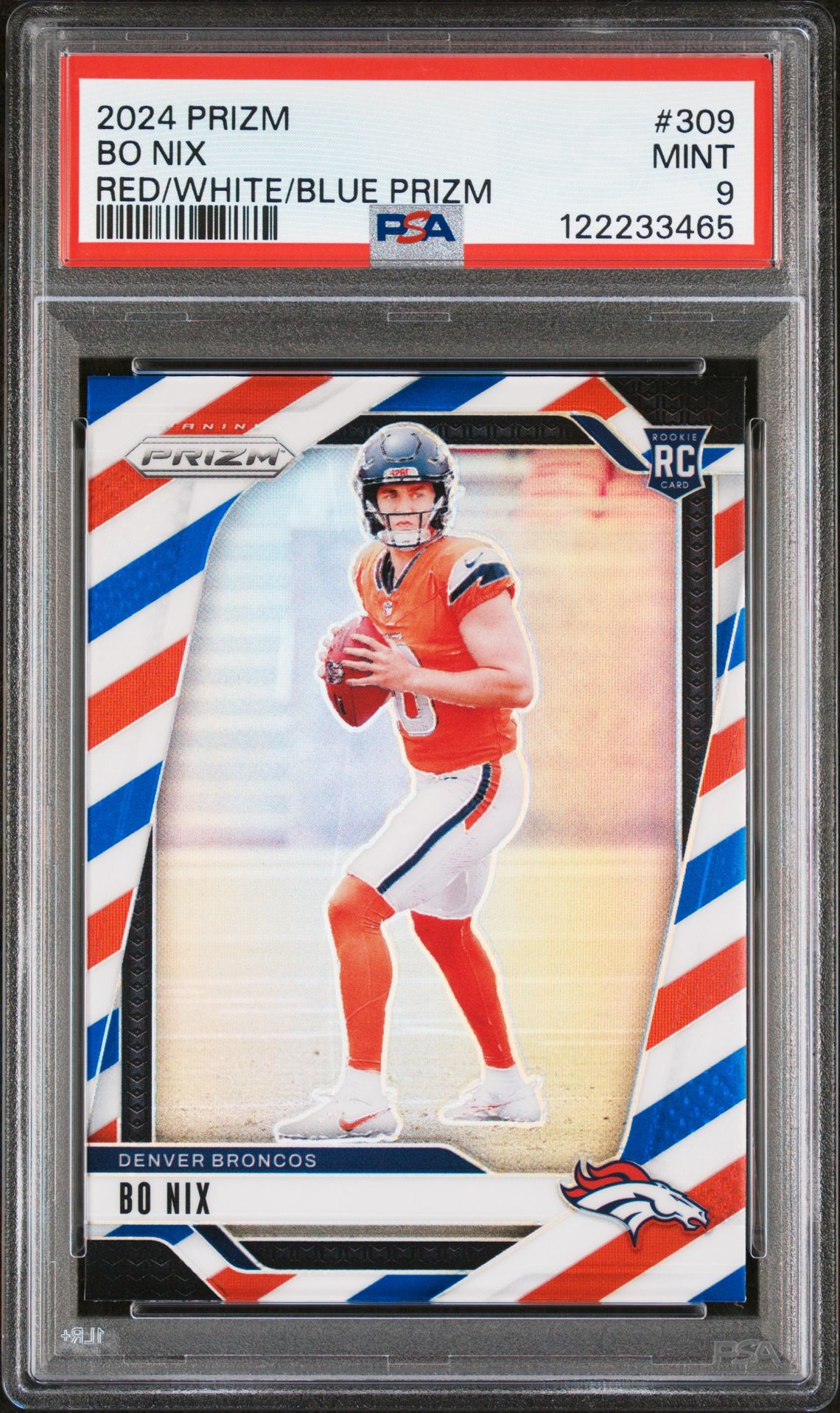 2024 Panini Prizm Bo Nix #309 (Red/White/Blue Prizm) Mint 9 front