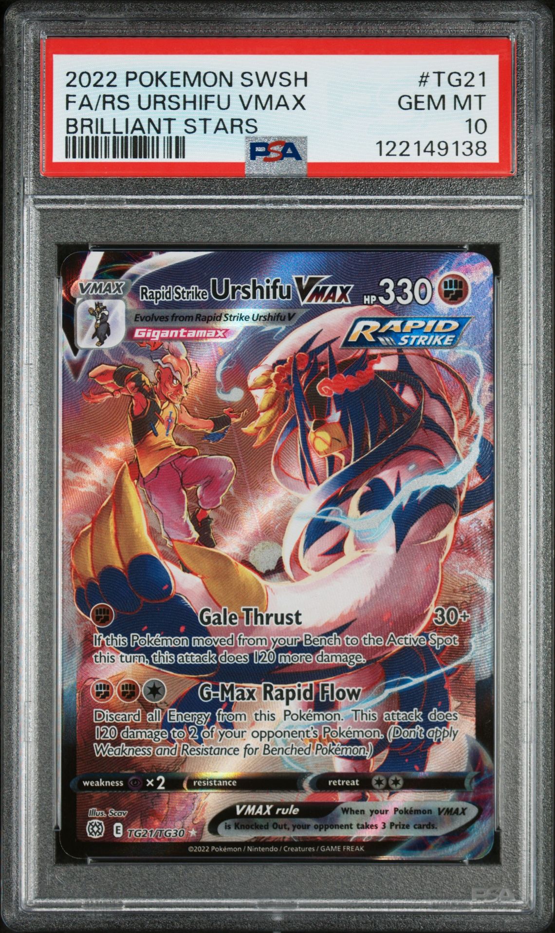 2022 Pokemon POKEMON SWORD & SHIELD BRILLIANT STARS #TG21 Fa/Rs Urshifu Vmax front