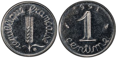 1991 1C Gad-91 Frappe monnaie F-106 MS66