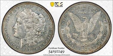 1878 8TF $1 VAM 14.20 Boll Lines AU50