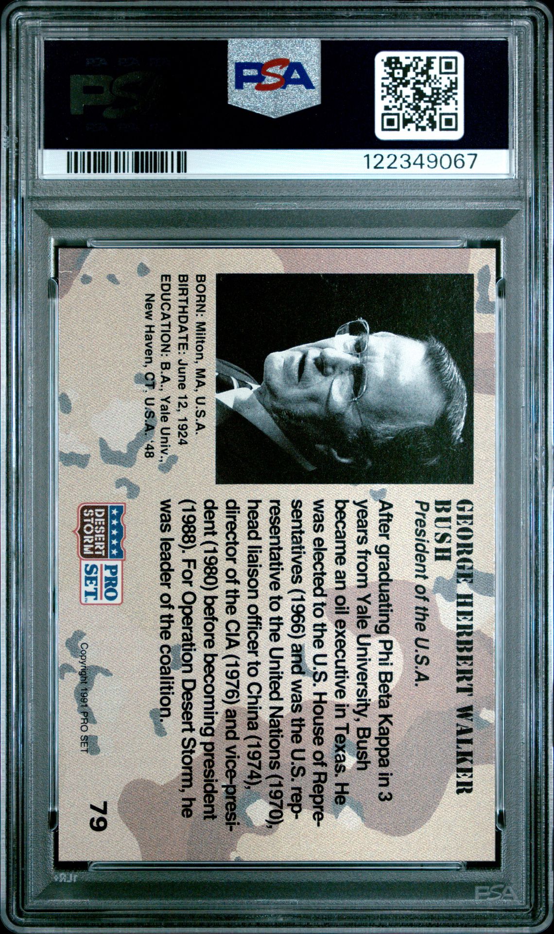 1991 Pro Set Desert Storm George H.w. Bush #79 (Desert Storm) Nm-Mt 8 back