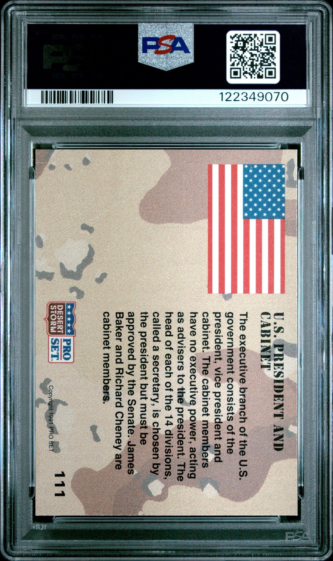 1991 Pro Set Desert Storm U.s. Pres. & Cabinet #111 (Desert Storm) Nm-Mt 8 back