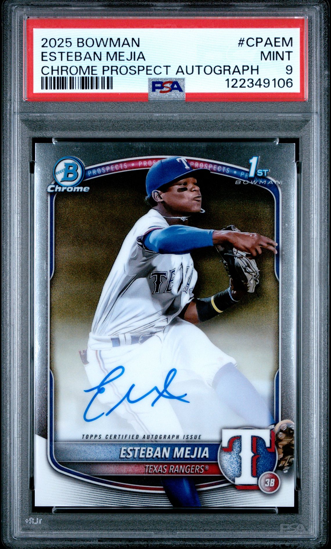 2025 Bowman Chrome Prospect Autographs Esteban Mejia #Cpaem Mint 9 front