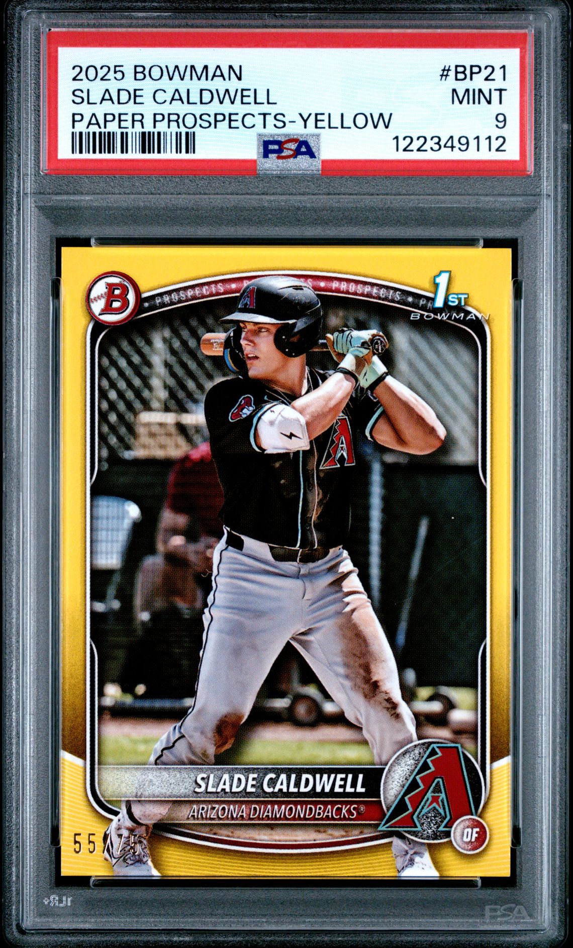 2025 Bowman Paper Prospects Slade Caldwell #Bp21 (Paper Prospects-Yellow) Mint 9 front