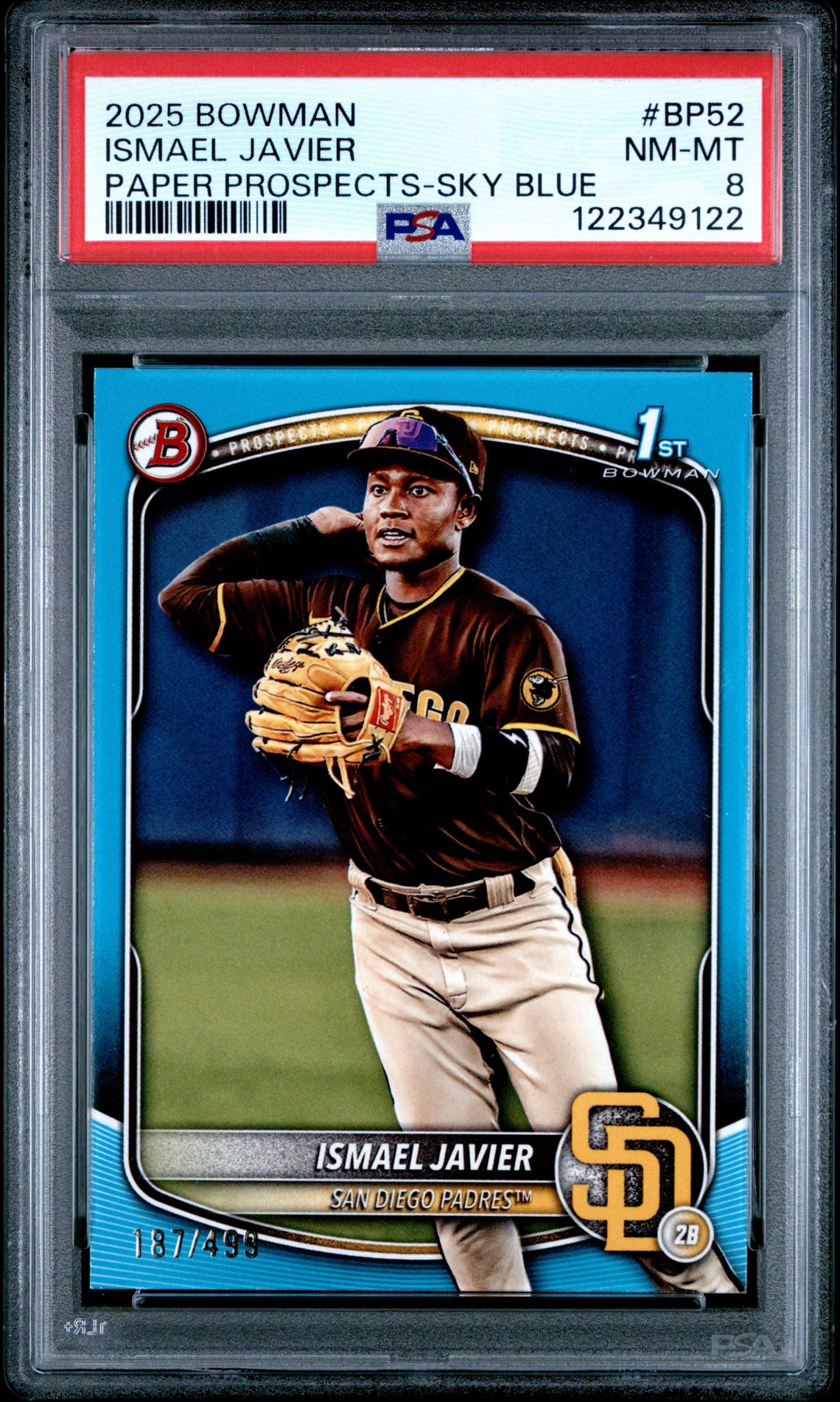 2025 Bowman Paper Prospects Ismael Javier #Bp52 (Paper Prospects-Sky Blue) Nm-Mt 8 front
