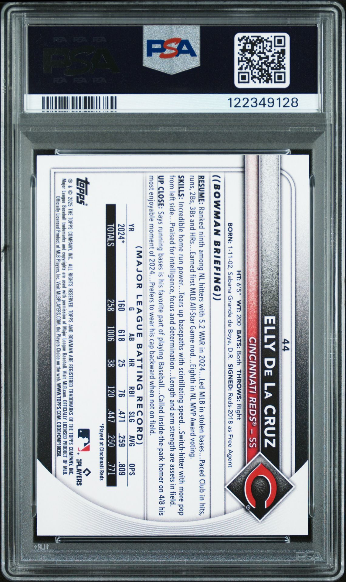 2025 Bowman Elly De La Cruz #44 (Green) Nm-Mt 8 back