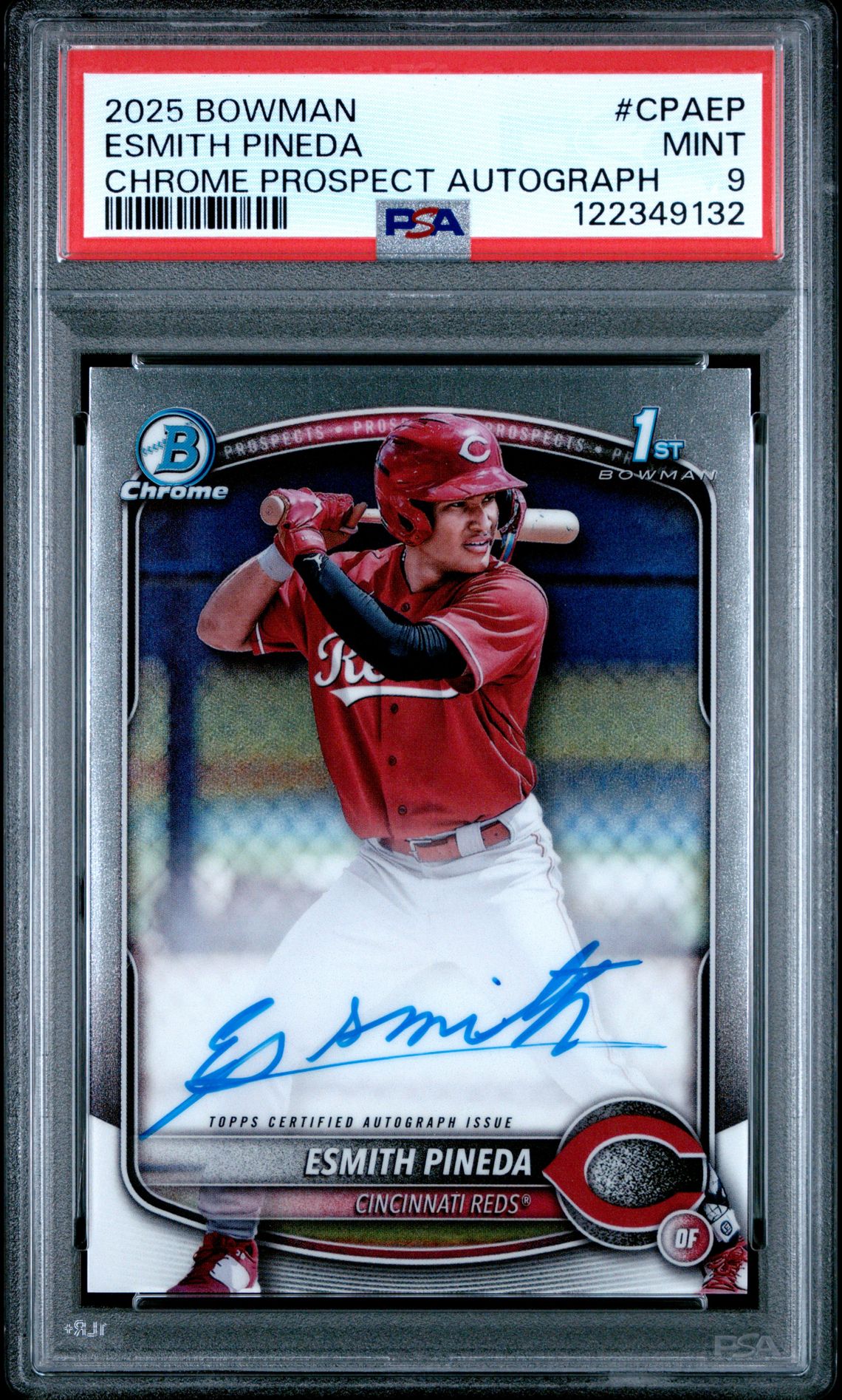 2025 Bowman Chrome Prospect Autographs Esmith Pineda #Cpaep Mint 9 front