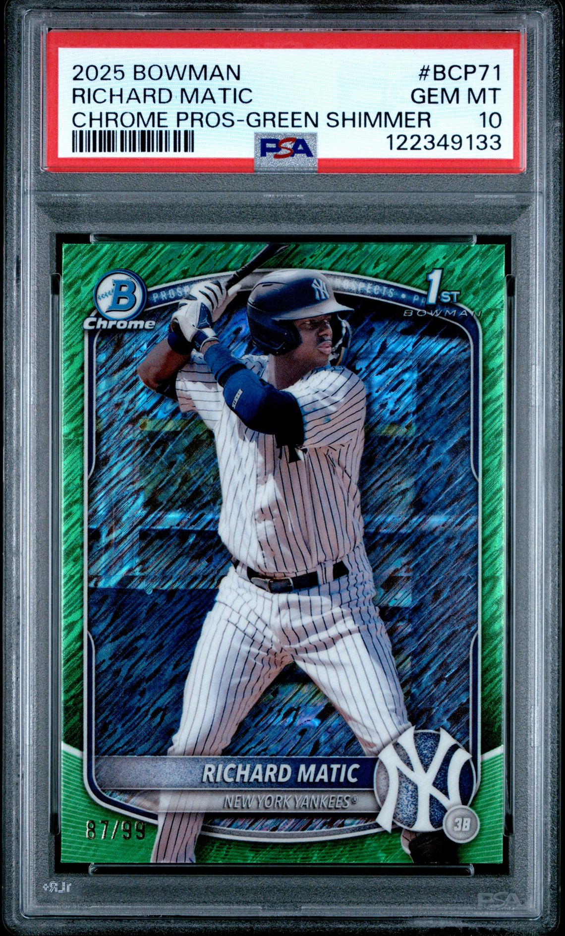 2025 Bowman Chrome Prospects Richard Matic #Bcp71 (Chrome Pros-Green Shimmer) Gem Mt 10 front