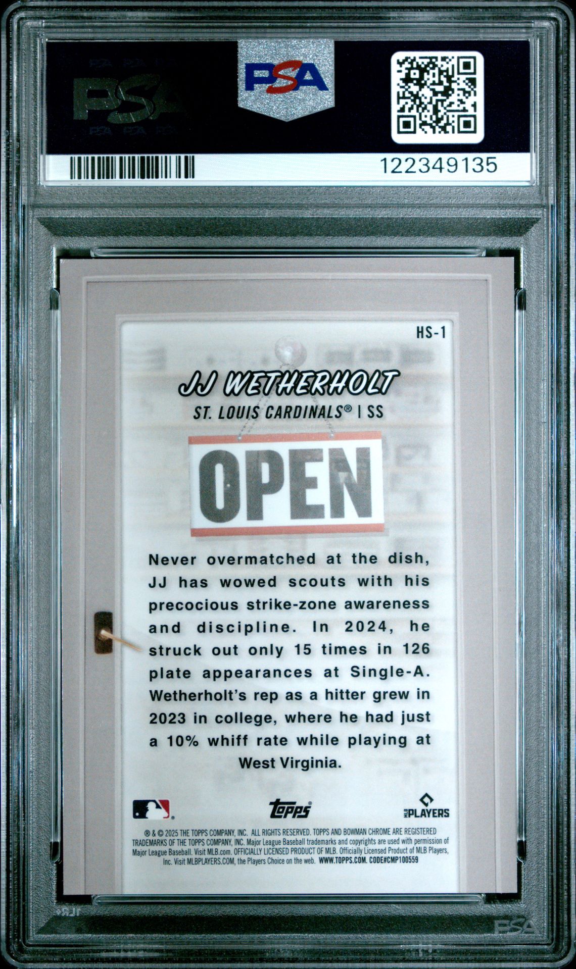 2025 Bowman Hobby Stars Jj Wetherholt #Hs1 (Hobby Stars-Mini Diamond) Nm 7 back