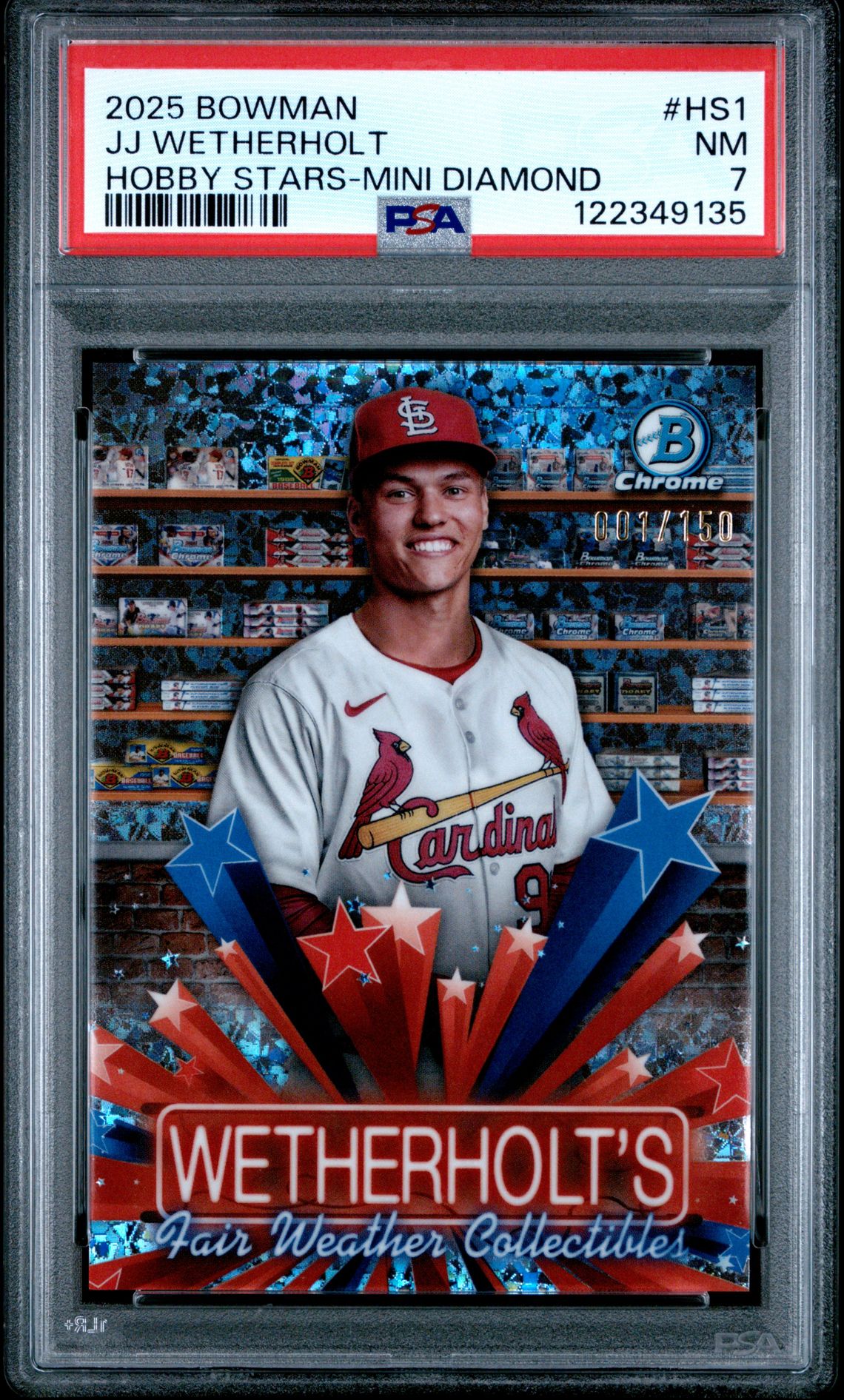 2025 Bowman Hobby Stars Jj Wetherholt #Hs1 (Hobby Stars-Mini Diamond) Nm 7 front