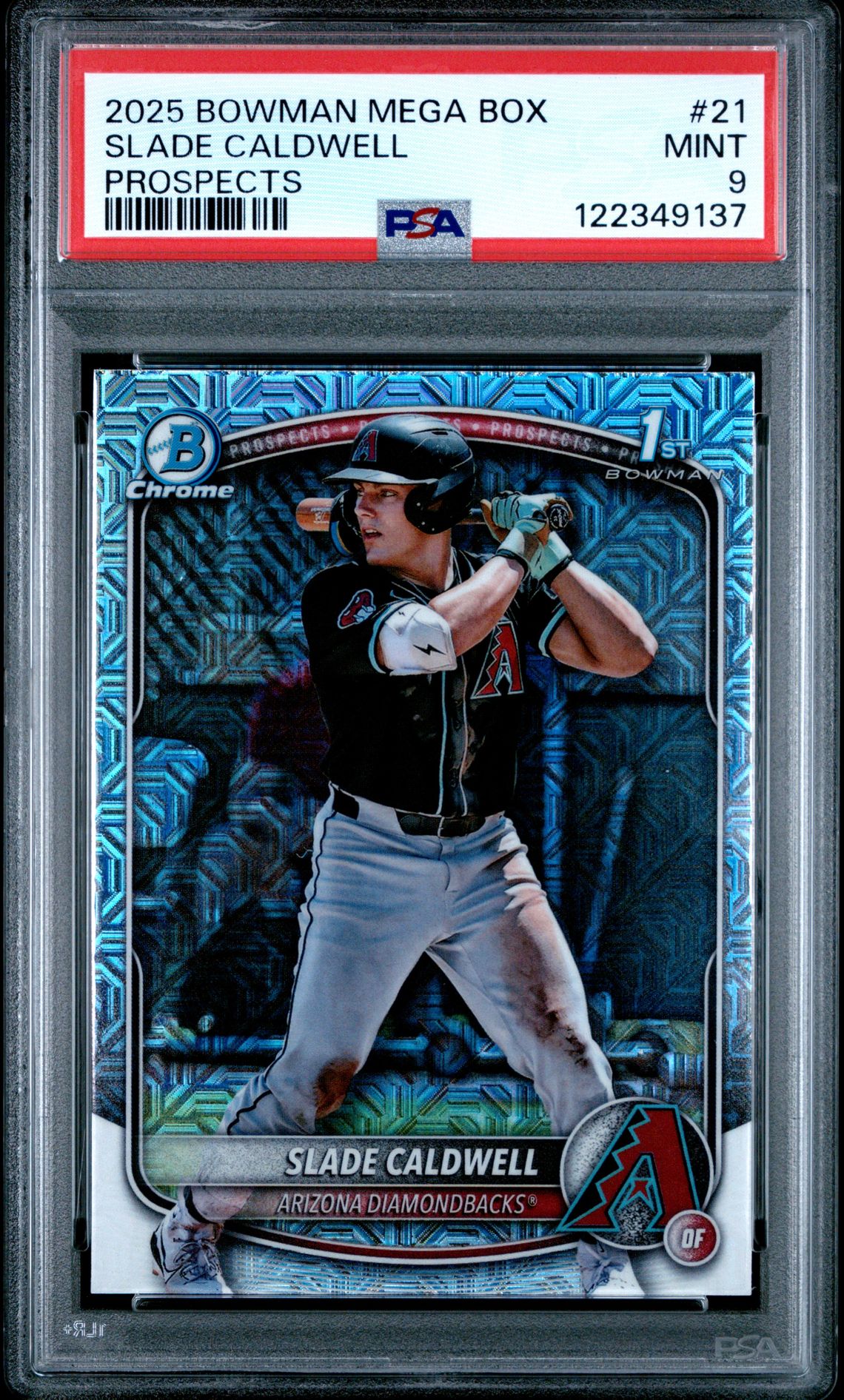 2025 Bowman Mega Box Chrome Prospects Slade Caldwell #21 Mint 9 front