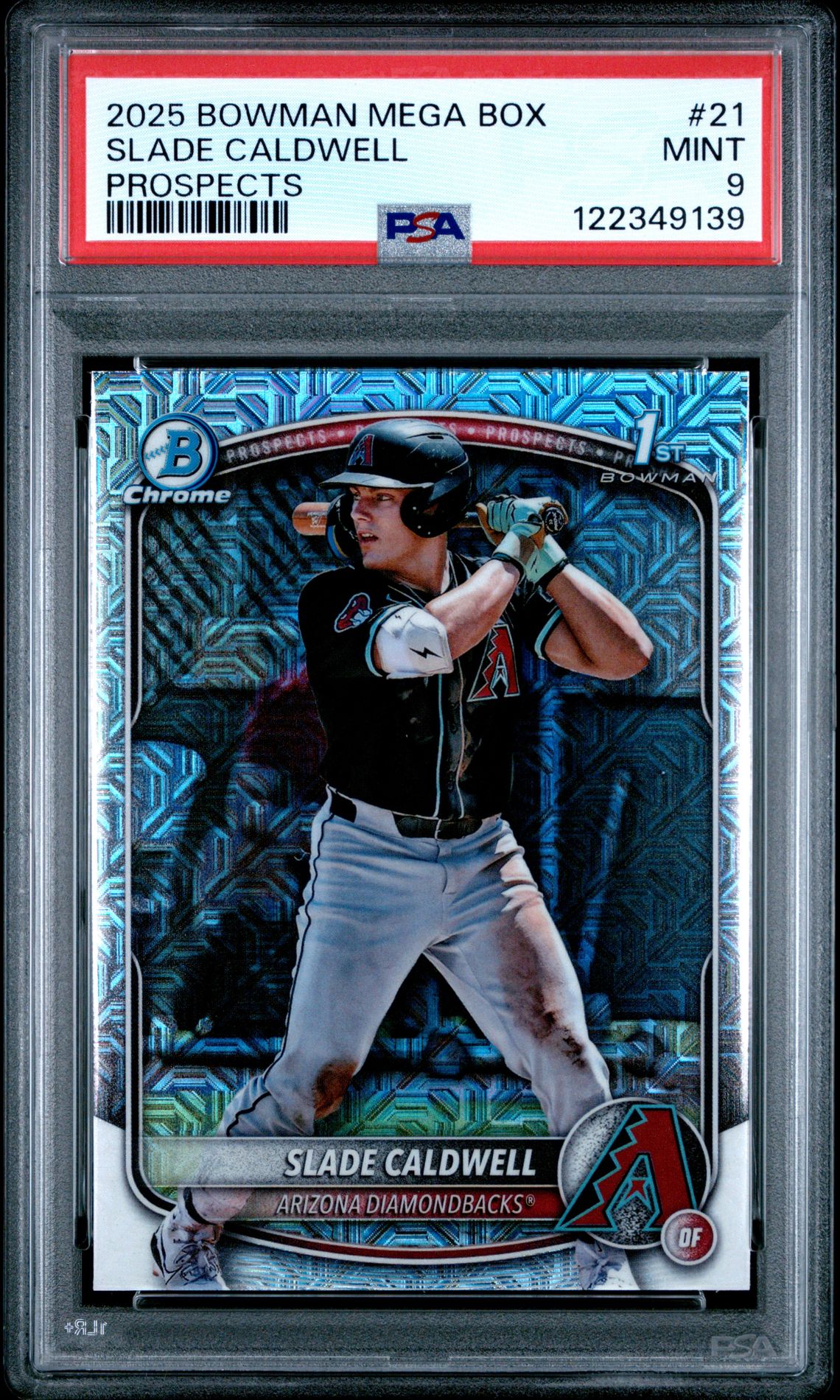 2025 Bowman Mega Box Chrome Prospects Slade Caldwell #21 Mint 9 front