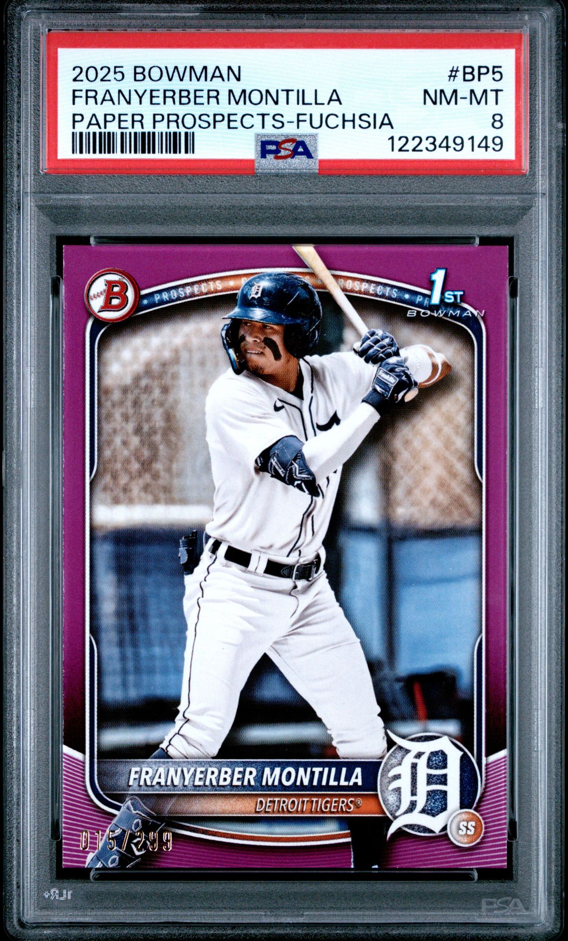 2025 Bowman Paper Prospects Franyerber Montilla #Bp5 (Paper Prospects-Fuchsia) Nm-Mt 8 front
