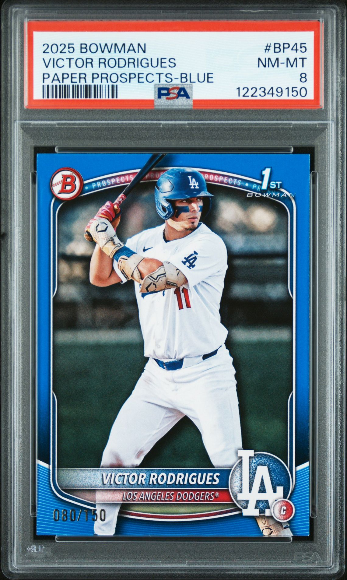 2025 Bowman Paper Prospects Victor Rodrigues #Bp45 (Paper Prospects-Blue) Nm-Mt 8 front