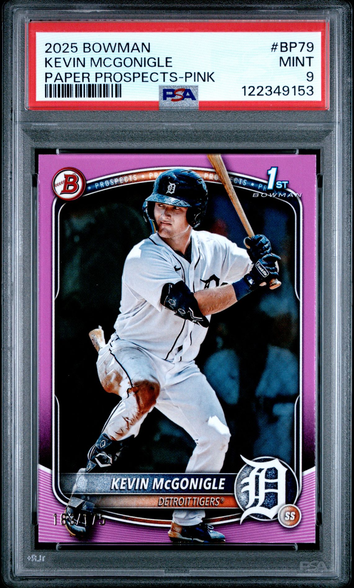 2025 Bowman Paper Prospects Kevin Mcgonigle #Bp79 (Paper Prospects-Pink) Mint 9 front