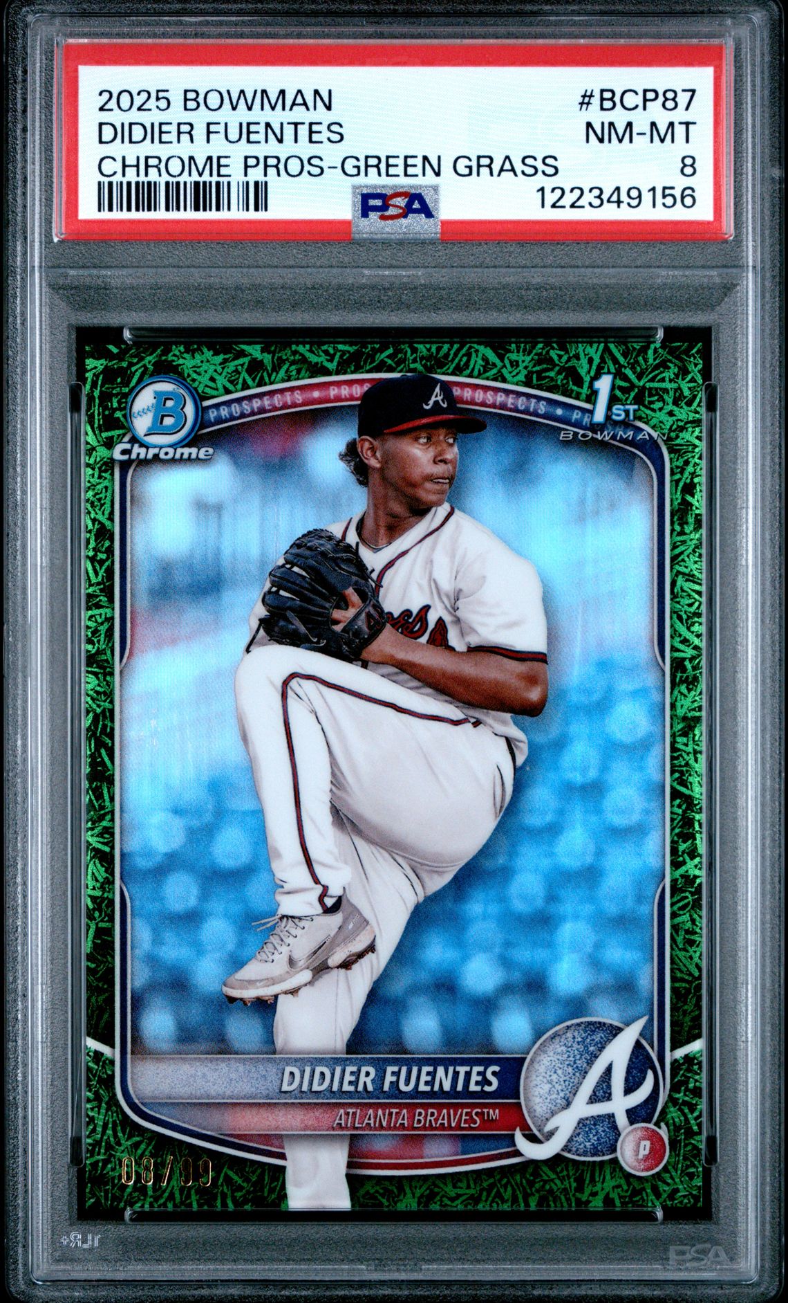 2025 Bowman Chrome Prospects Didier Fuentes #Bcp87 (Chrome Pros-Green Grass) Nm-Mt 8 front