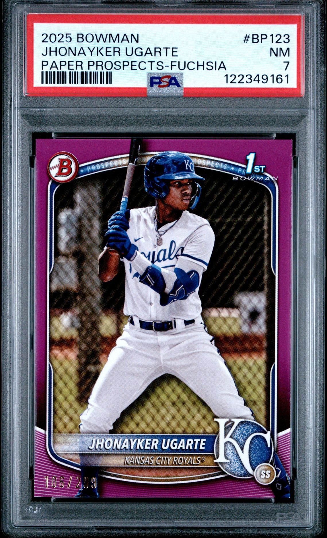 2025 Bowman Paper Prospects Jhonayker Ugarte #Bp123 (Paper Prospects-Fuchsia) Nm 7 front