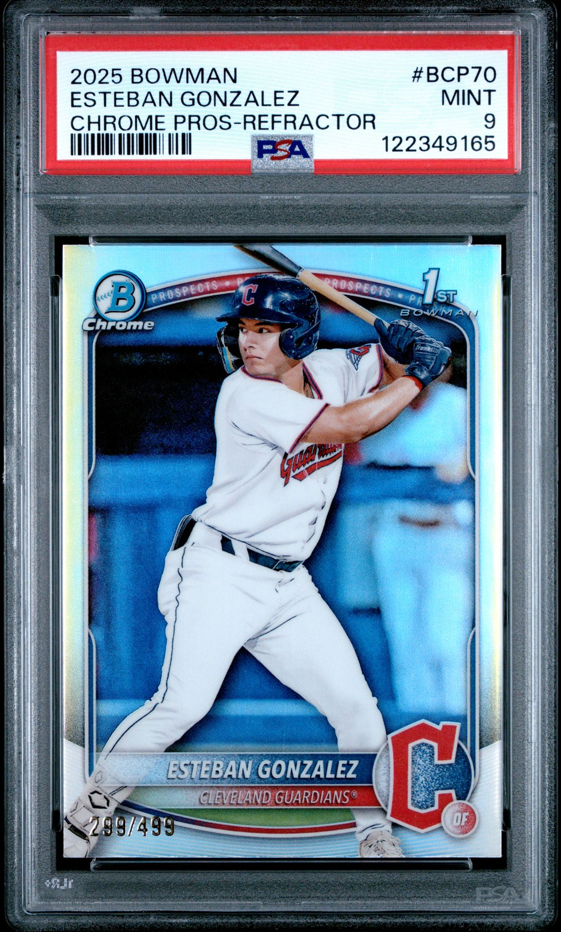 2025 Bowman Chrome Prospects Esteban Gonzalez #Bcp70 (Chrome Pros-Refractor) Mint 9 front