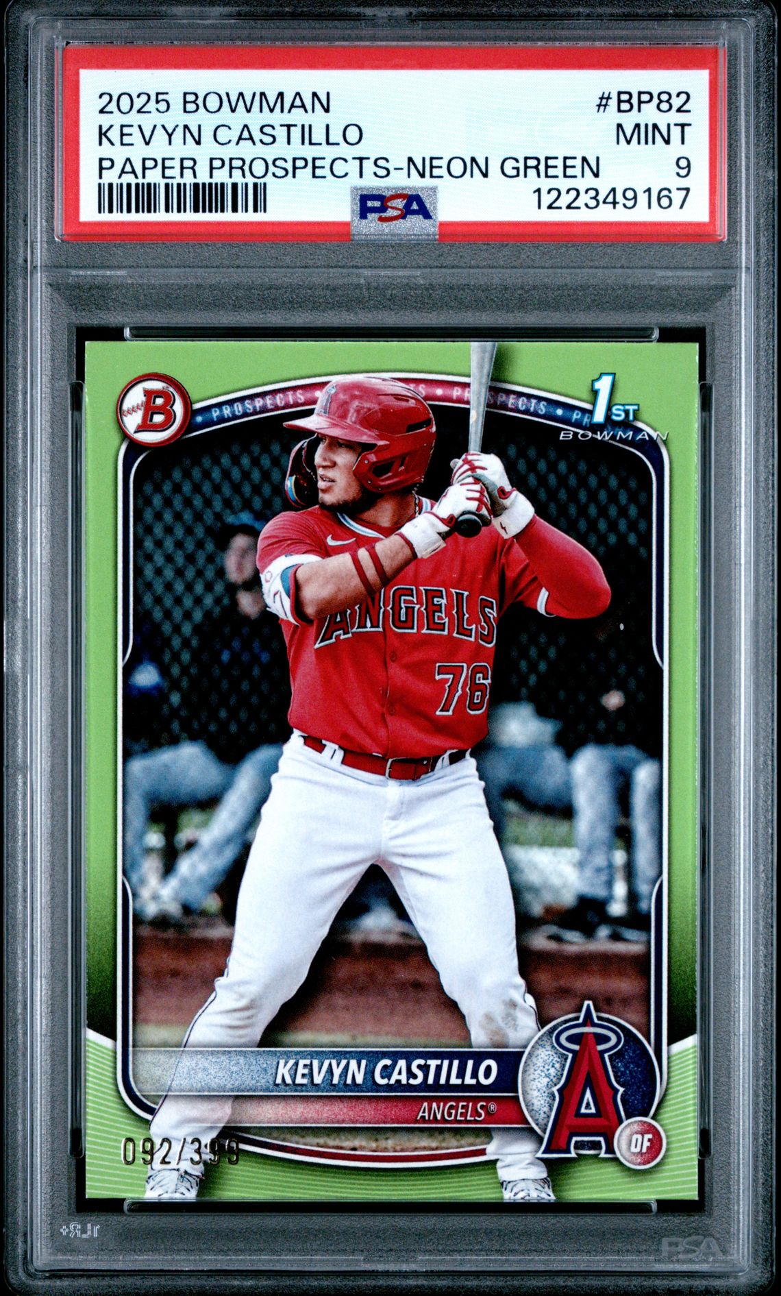 2025 Bowman Paper Prospects Kevyn Castillo #Bp82 (Paper Prospects-Neon Green) Mint 9 front