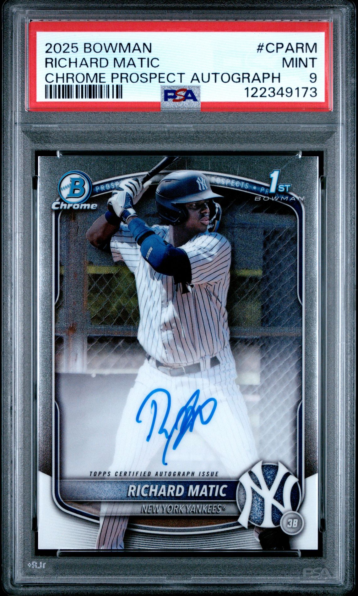 2025 Bowman Chrome Prospect Autographs Richard Matic #Cparm Mint 9 front
