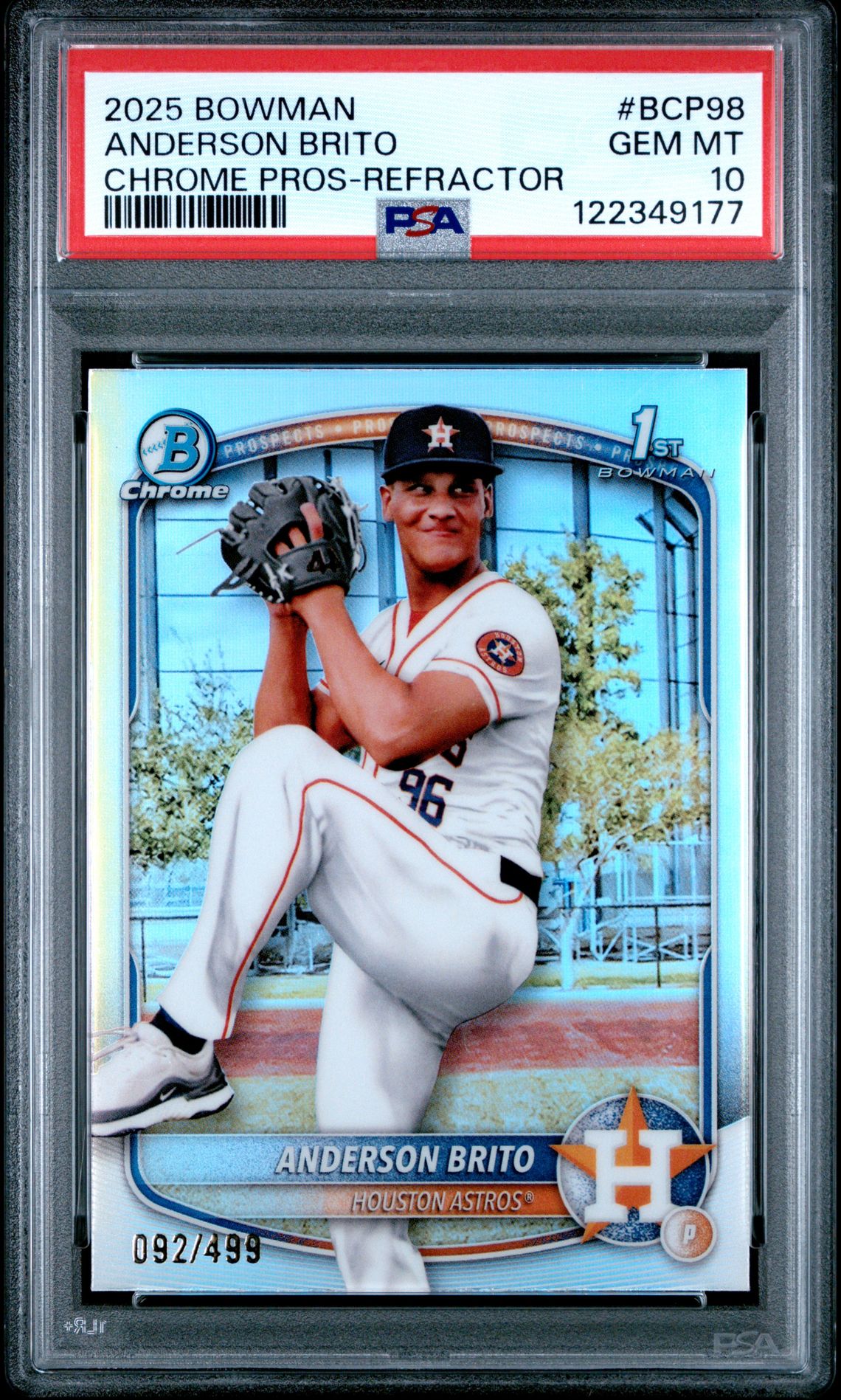 2025 Bowman Chrome Prospects Anderson Brito #Bcp98 (Chrome Pros-Refractor) Gem Mt 10 front
