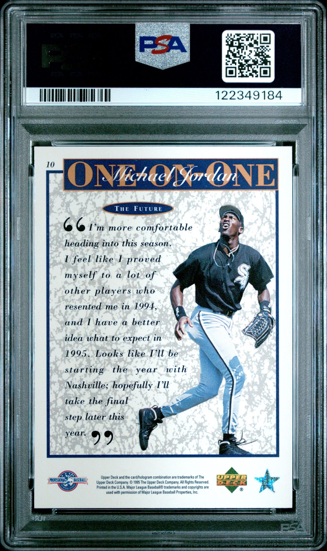 1995 Upper Deck Minor League M.j. One On One The Future #10 (M.j. One On One) Mint 9 back