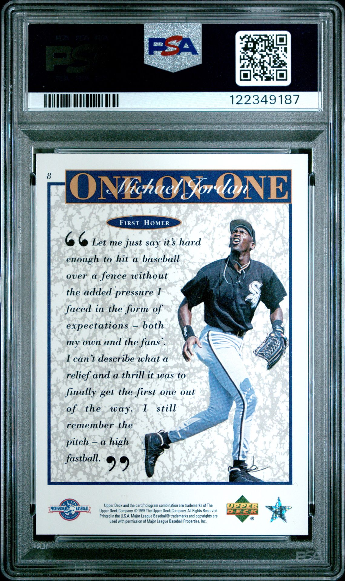 1995 Upper Deck Minor League M.j. One On One 1St Home Run #8 (M.j. One On One) Nm-Mt 8 back