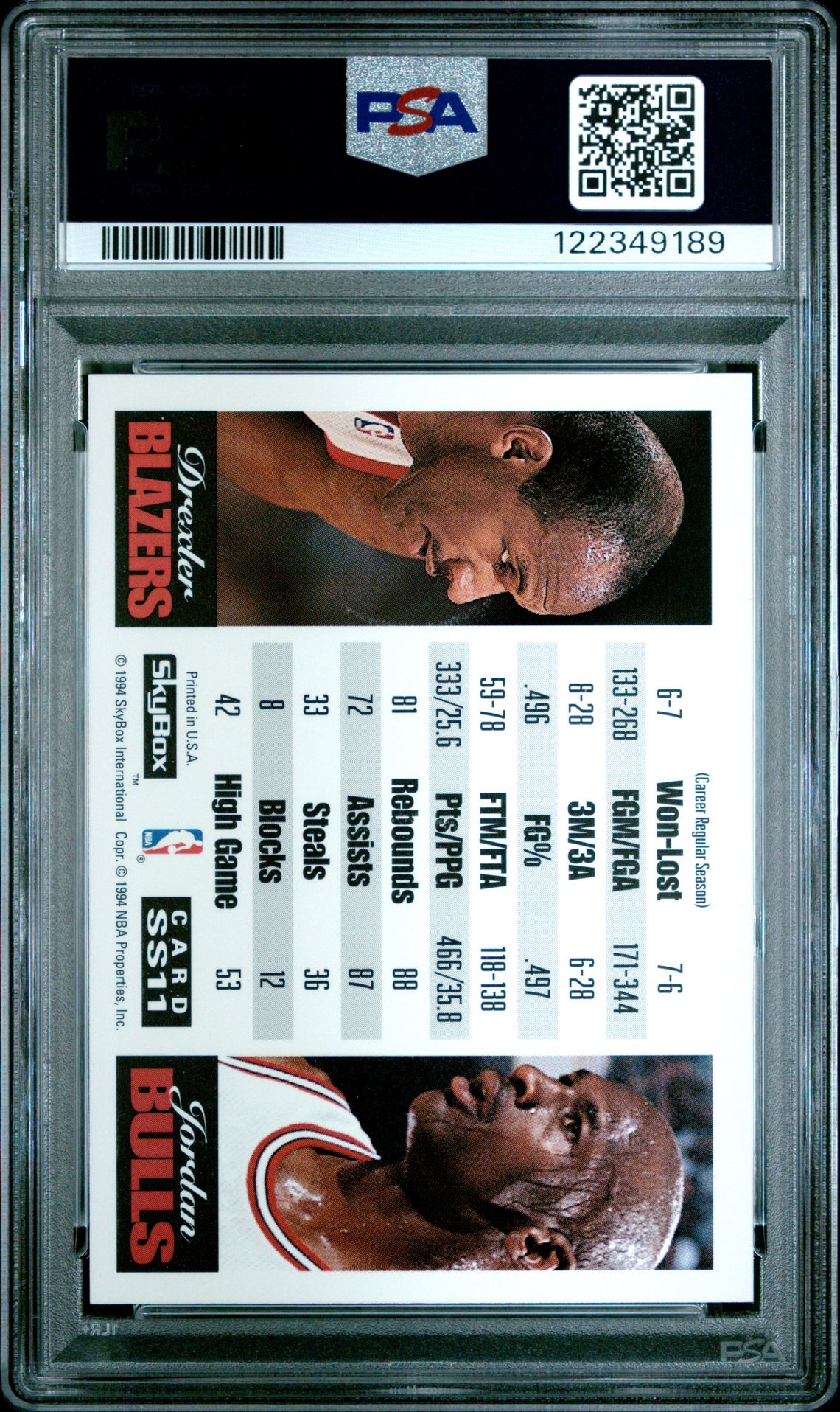 1993 Skybox Premium Showdown Series C.drexler/M.jordan #Ss11 (Showdown Series) Mint 9 back