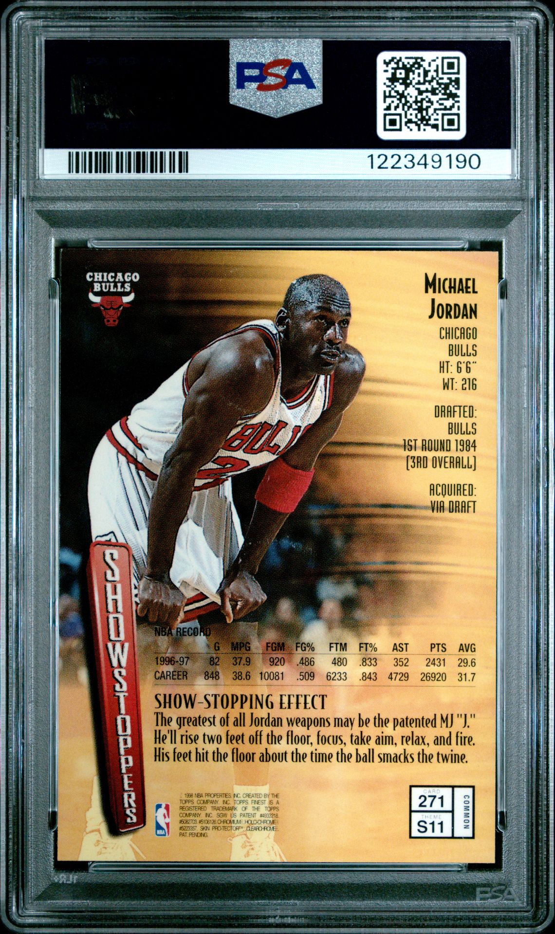 1997 Finest Michael Jordan #271 (W/Coating) Nm-Mt 8 back