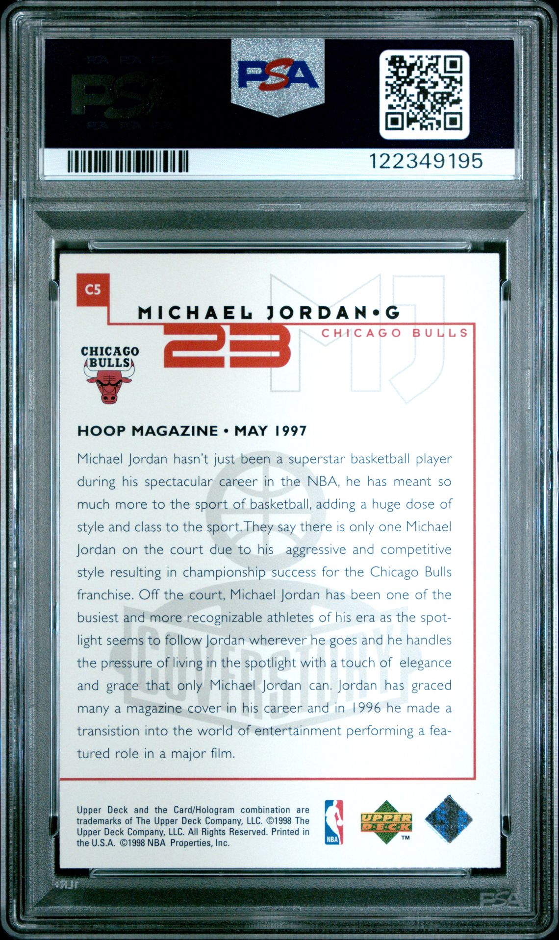 1998 Upper Deck Mj Living Legend Cover Story Michael Jordan #C5 (Living Legend Cover Story) Mint 9 back