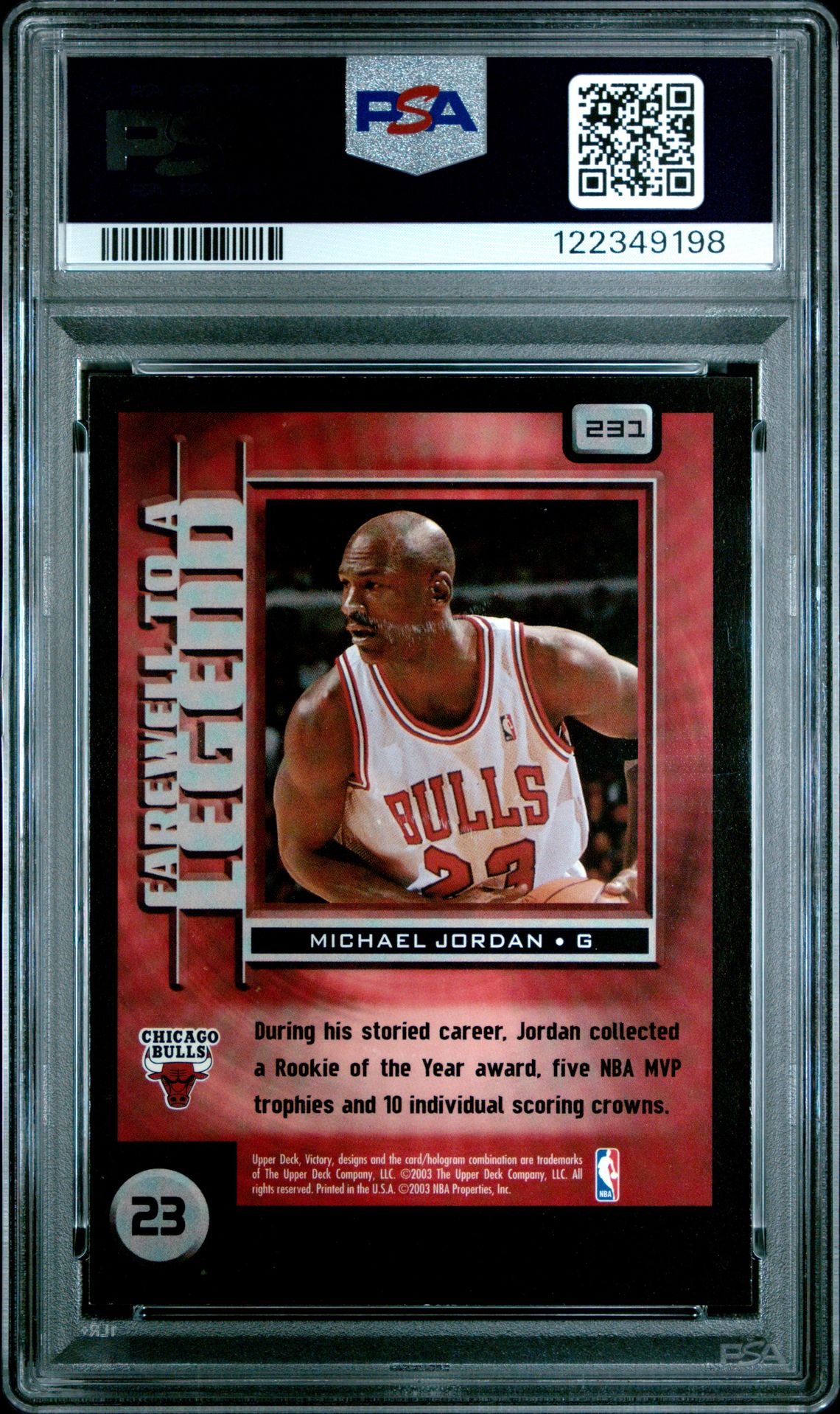 2003 Upper Deck Victory Michael Jordan #231 Nm-Mt 8 back