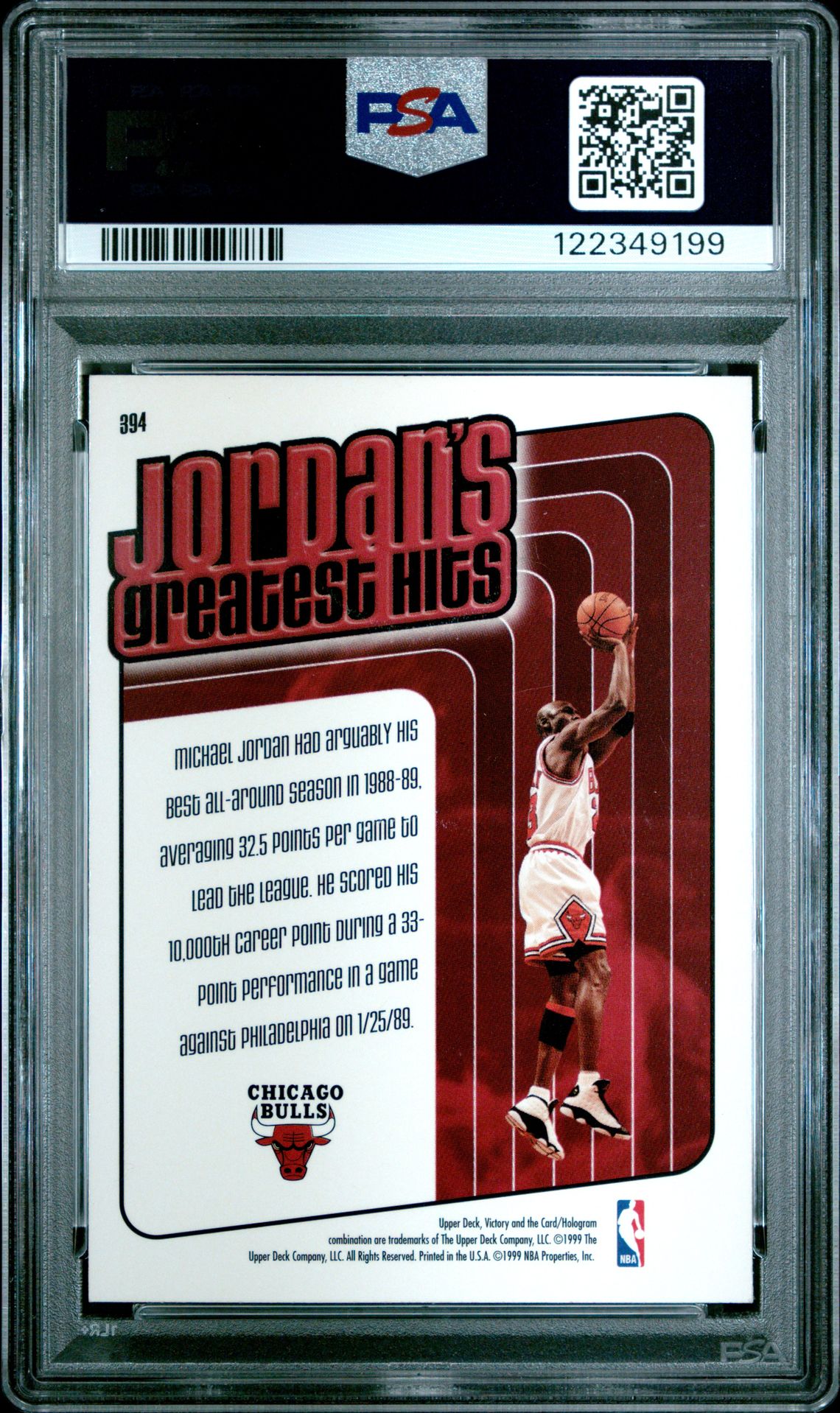 1999 Upper Deck Victory Michael Jordan #394 Vg-Ex 4 back