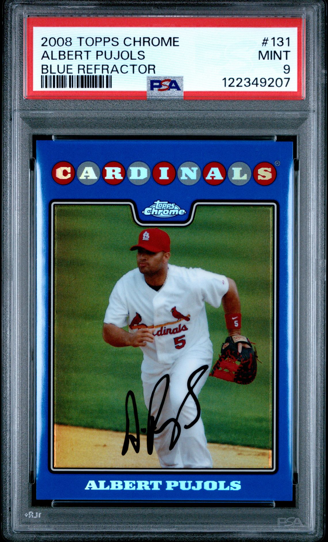 2008 Topps Chrome Albert Pujols #131 (Blue Refractor) Mint 9 front