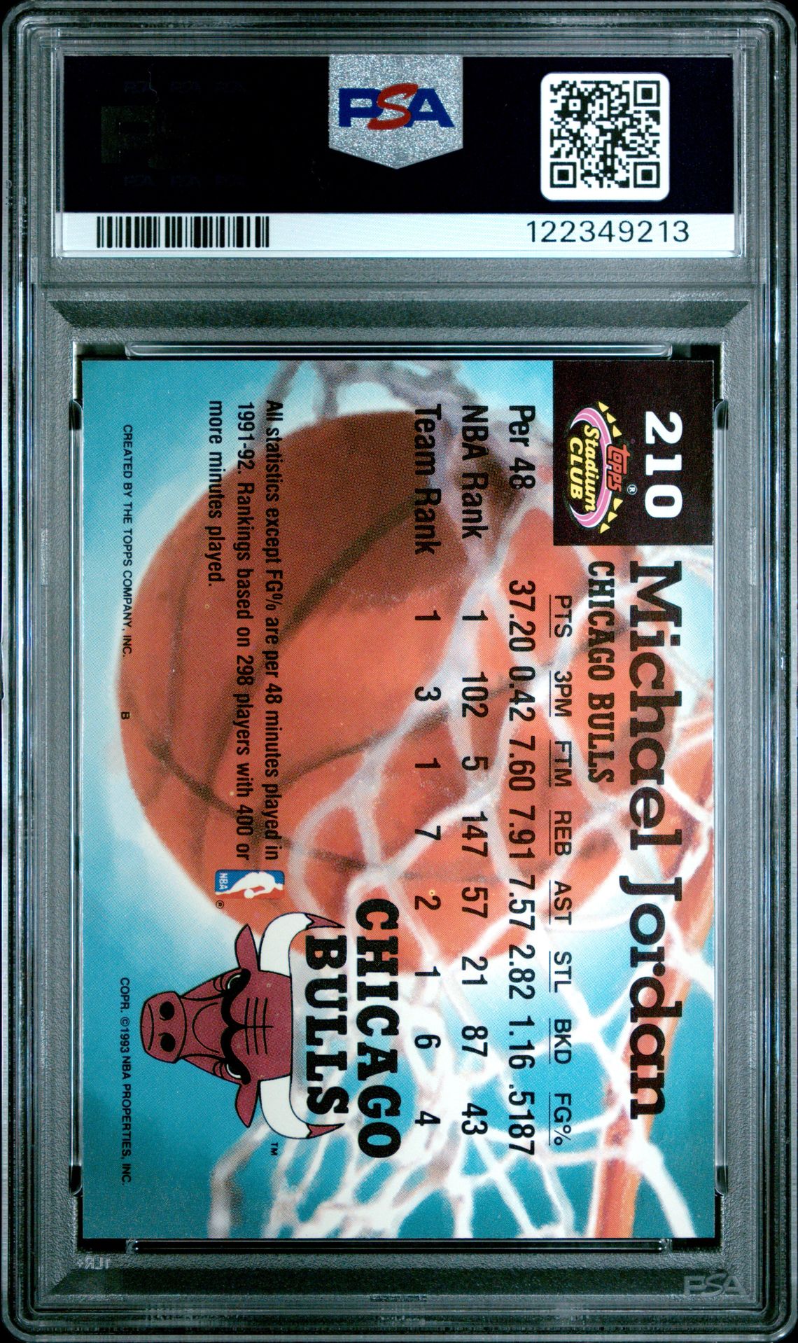 1992 Stadium Club Michael Jordan #210 Nm 7 back