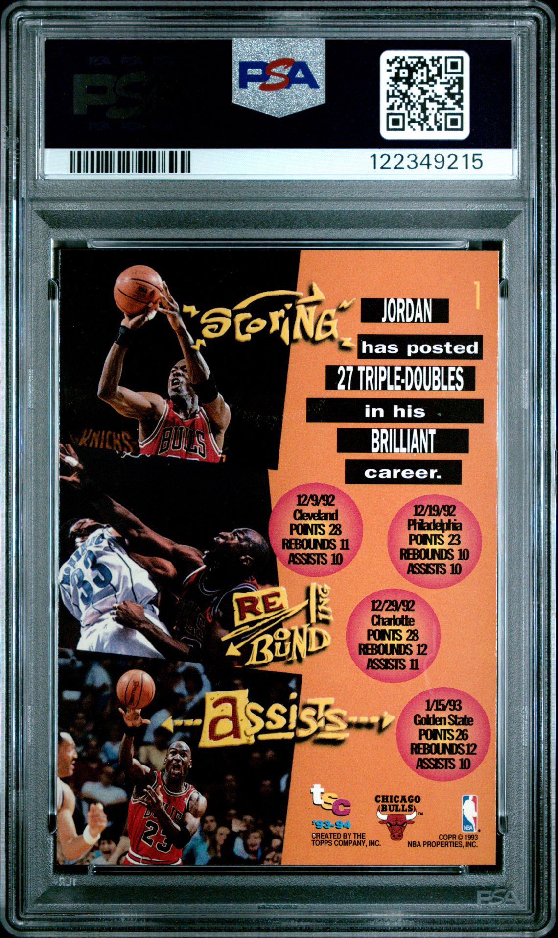 1993 Stadium Club Michael Jordan #1 Nm-Mt 8 back
