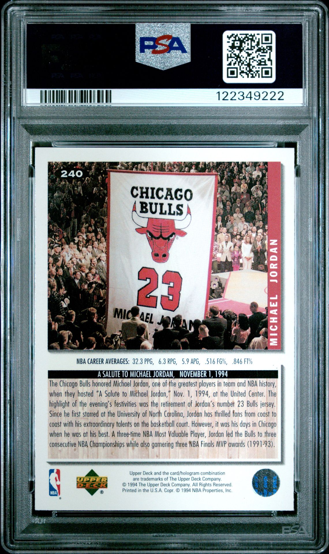 1994 Collector's Choice Michael Jordan #240 Nm-Mt 8 back