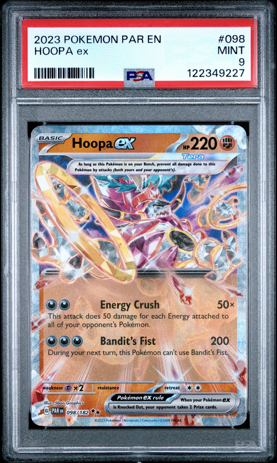 2023 Pokemon Par En-Paradox Rift Hoopa Ex #098 Mint 9 front