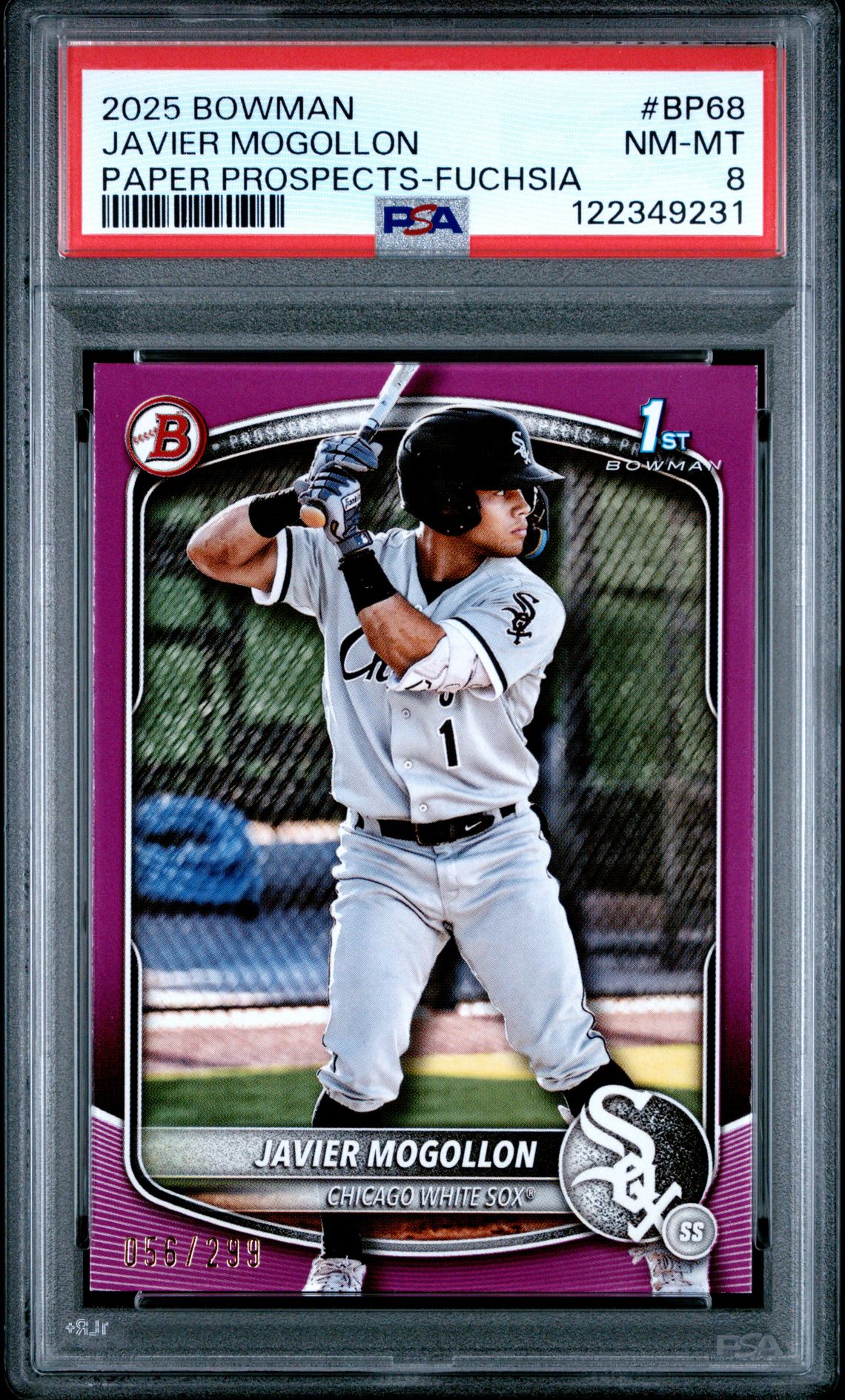 2025 Bowman Paper Prospects Javier Mogollon #Bp68 (Paper Prospects-Fuchsia) Nm-Mt 8 front
