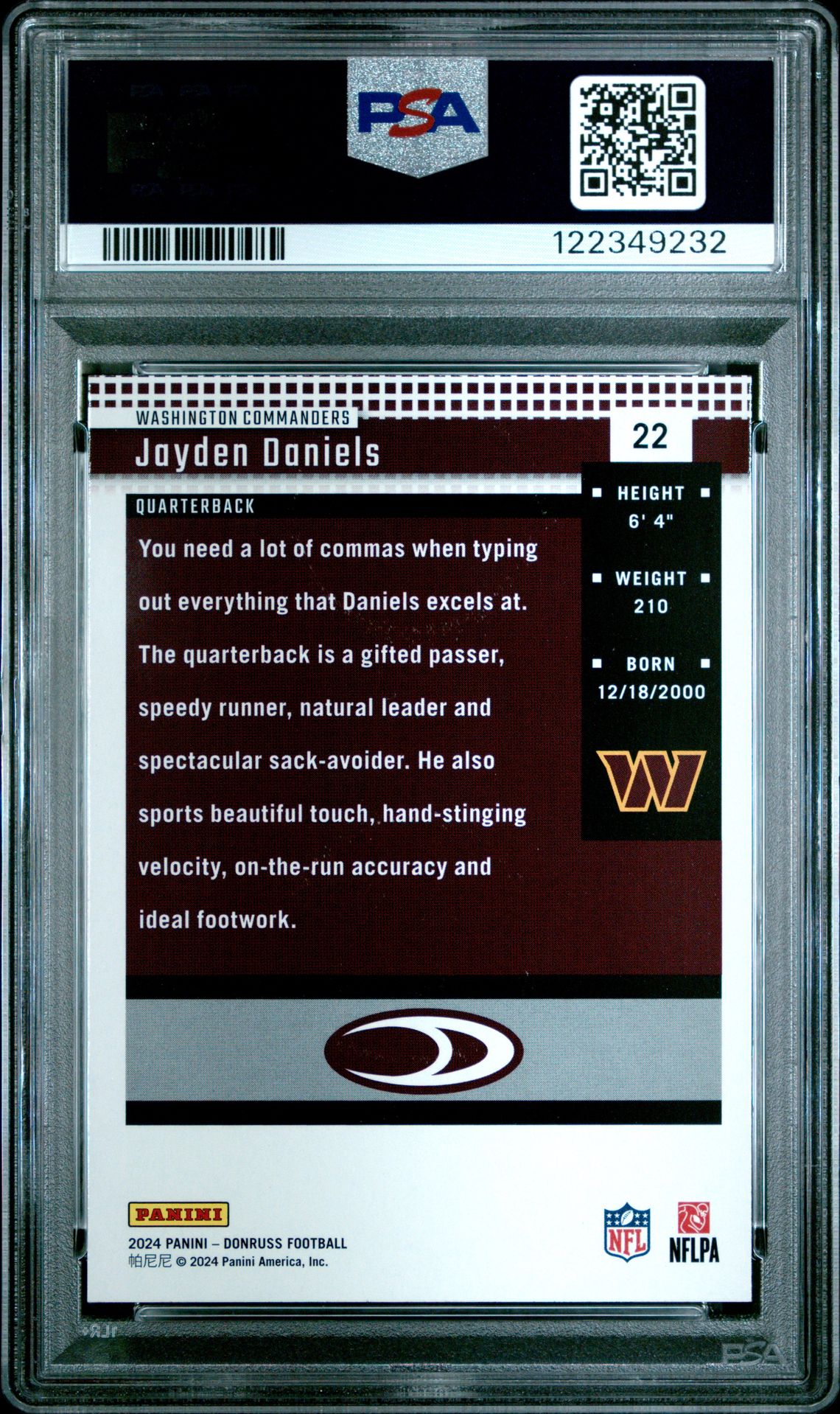 2024 Panini Donruss Retro 2004 Jayden Daniels #22 Mint 9 back