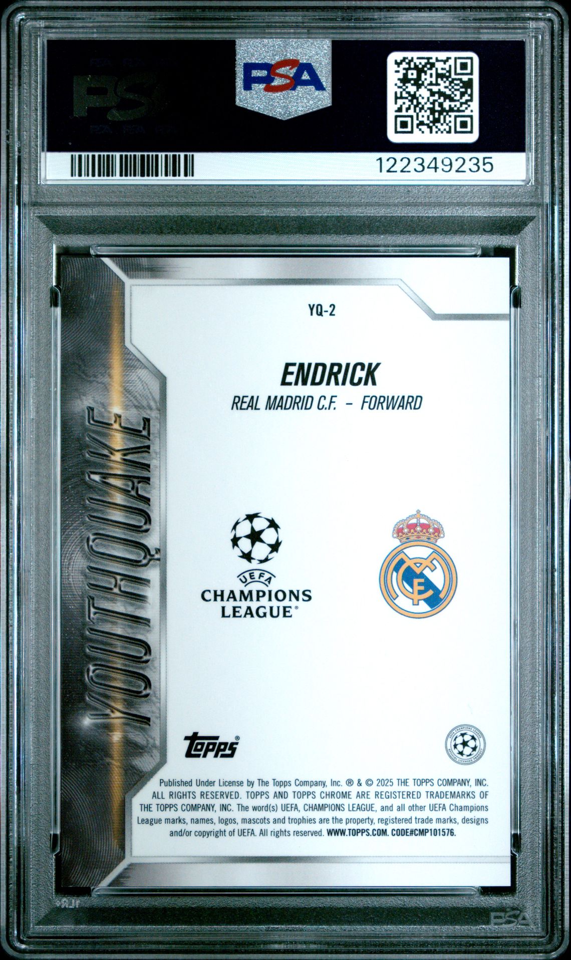 2024-25 Topps Chrome Uefa Club Competitions Youthquake Endrick #Yq2 (Youthquake-Neon Green Ref) Mint 9 back