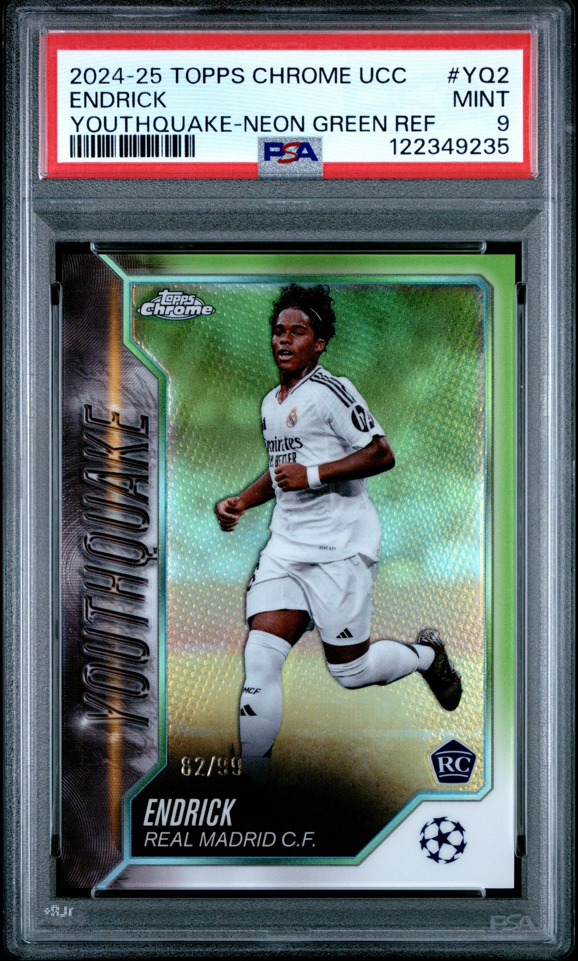 2024-25 Topps Chrome Uefa Club Competitions Youthquake Endrick #Yq2 (Youthquake-Neon Green Ref) Mint 9 front