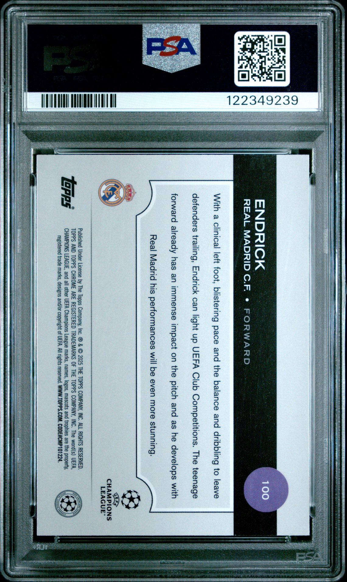 2024-25 Topps Chrome Uefa Club Competitions Endrick #100 (Wave) Nm-Mt 8 back