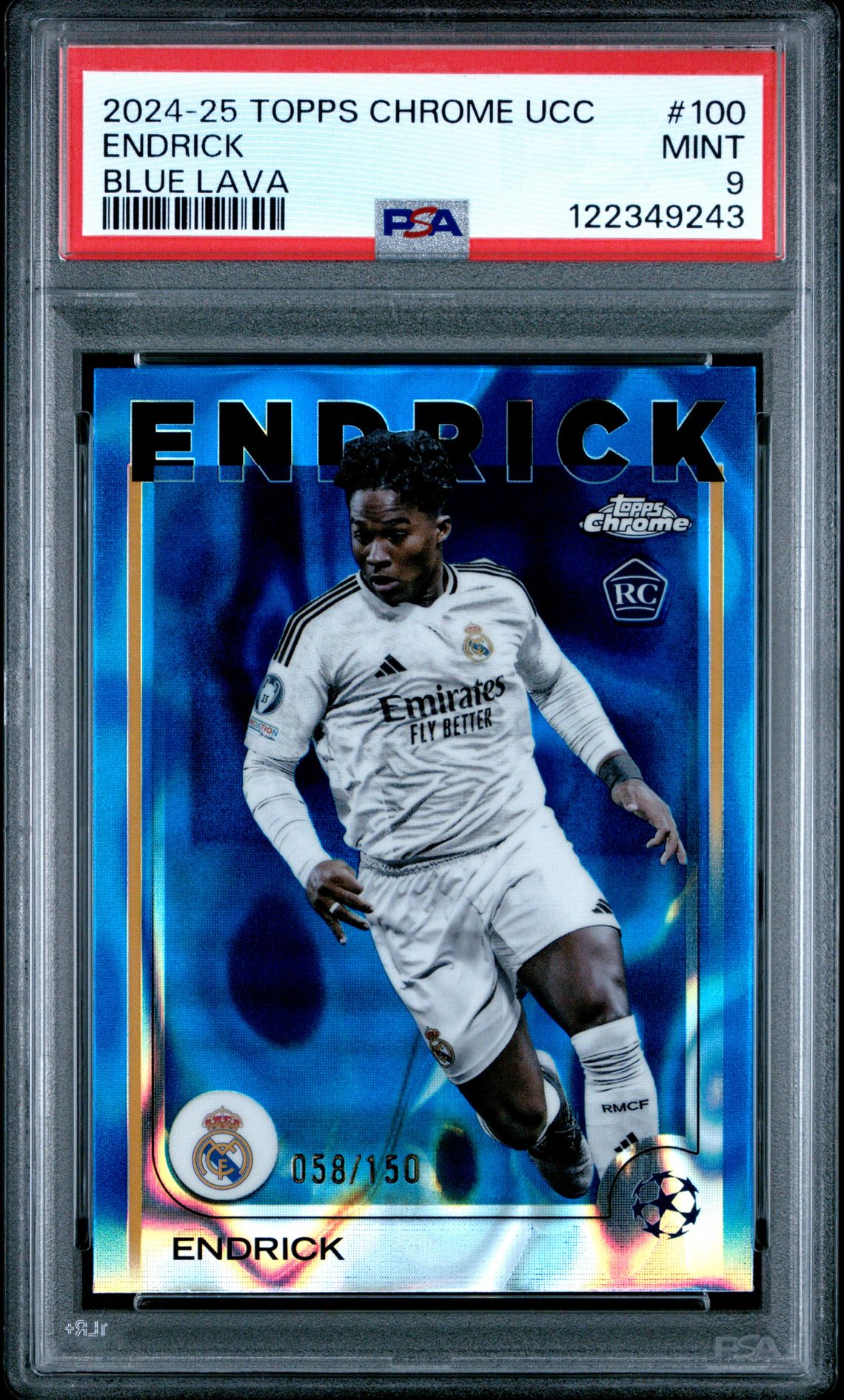 2024-25 Topps Chrome Uefa Club Competitions Endrick #100 (Blue Lava) Mint 9 front