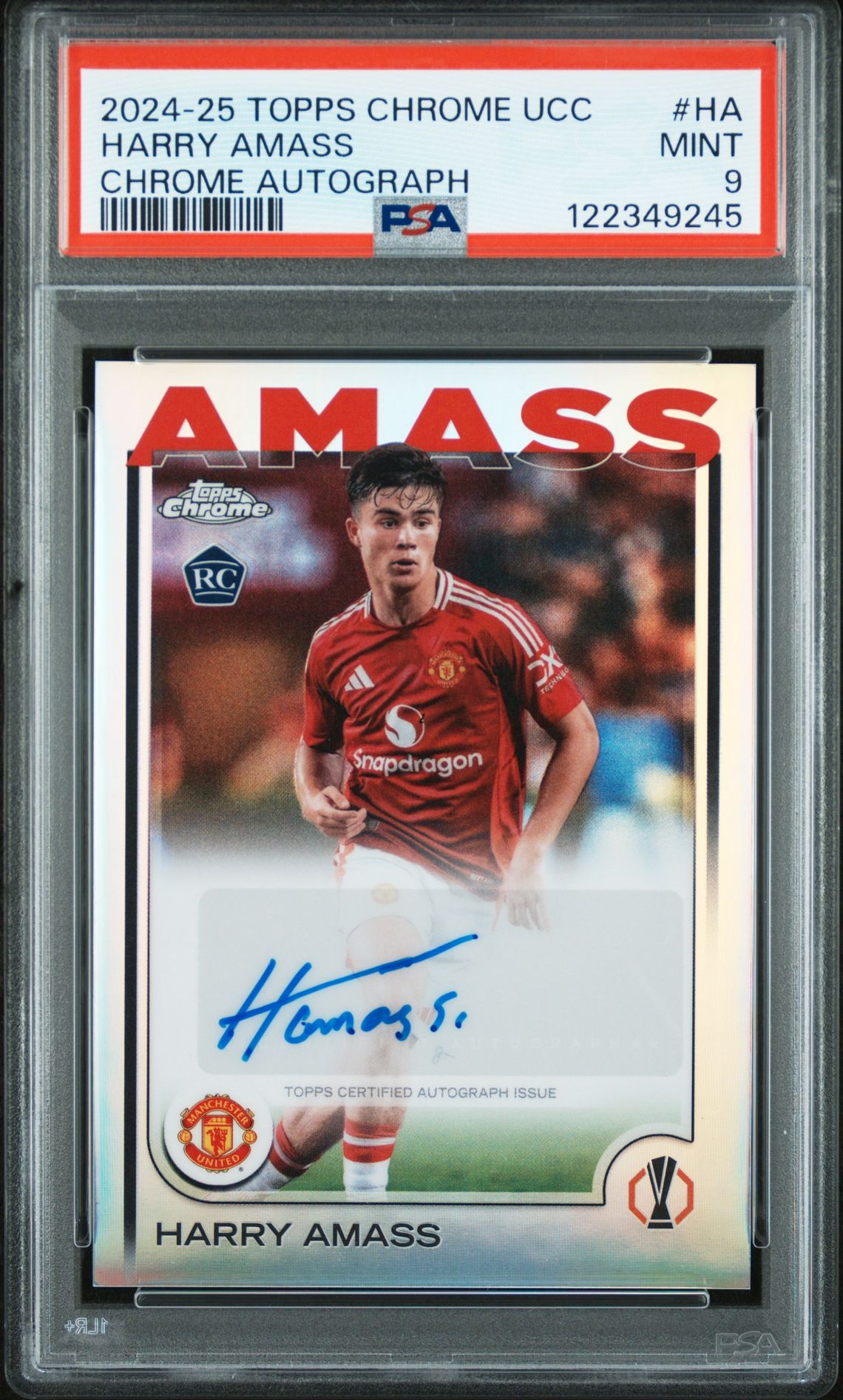 2024-25 Topps Chrome Uefa Club Competitions Chrome Autographs Harry Amass #Ha Mint 9 front