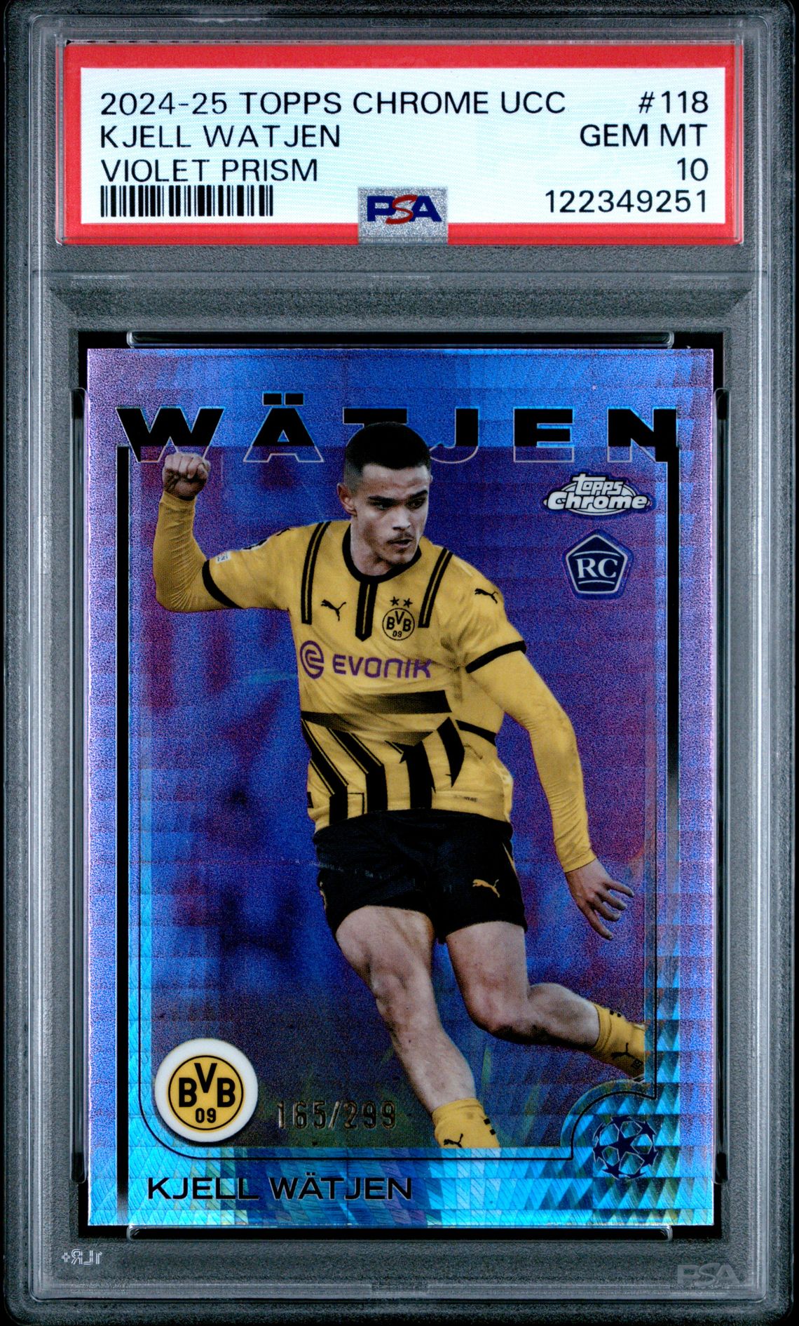 2024-25 Topps Chrome Uefa Club Competitions Kjell Watjen #118 (Violet Prism) Gem Mt 10 front