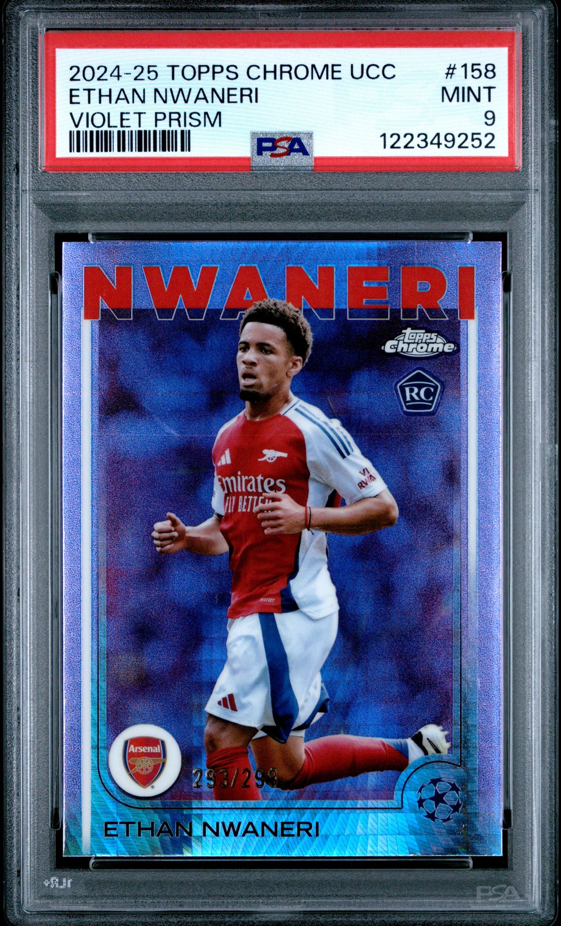 2024-25 Topps Chrome Uefa Club Competitions Ethan Nwaneri #158 (Violet Prism) Mint 9 front